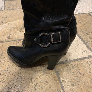 Black Leather Calf high boots